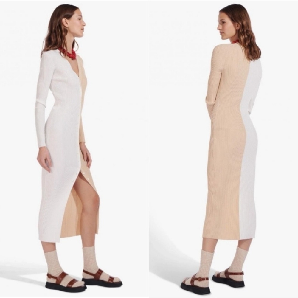 STAUD Shoko Colorblock Ribbed Midi Dress - Picture 1 of 7